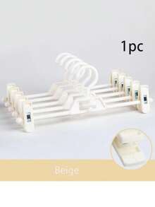 1pc Plastic Rotating Pants Hanger, Seamless Non-Slip Clip, Home Storage Rack - Beige - View 8
