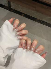 手工珍珠圣诞树和雪花猫眼美甲贴片 - 彩色 - 查看 3