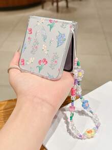 1 pezzo Custodia pieghevole per telefono in materiale PC alla moda e semplice, con elementi floreali a schermo intero, abbinata a un braccialetto dello stesso colore, per proteggere e prevenire la caduta: compatibile con Samsung Galaxy Z Flip 3/Z Flip 4/Z Flip 5/Z Flip 6/Z , OPPO Find N3 Flip, Razr 50 Ultra, Razr 60 Ultra, Razr 60, MIX Flip, Galaxy Z Flip7 FE. Portachiavi e cordino inclusi.