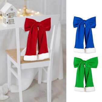 1PC Bow Decoration For Christmas Wedding Banquet Party Decoration Chair Bows Ties Cover Event Supplies