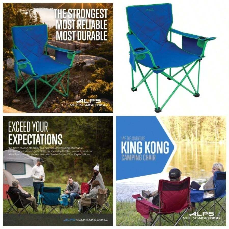 King - Silla de Camping, Talla nica, Cactus con Malla - Azul/Verde - Ver 1