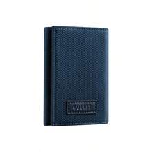 - portafolios de piel minimalista con bloqueo de RFID triple plegable, soporte para tarjetas de crdito con 3 ventanas de identificacin y bolsillo con cierre para hombres, Azul, Minimalista - azul - Ver 1