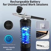 1 pezzo Aerografo ricaricabile senza fili - Kit compressore da 30 PSI, pistola ad aria compressa senza fili ad alta pressione per pittura di modelli, barbieri, decorazione di torte