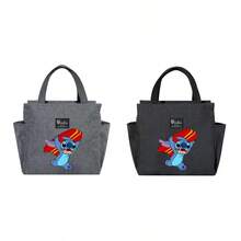 Adorable bolsa de almuerzo aislada con diseño de Stitch - Portador térmico de alimentos de doble bolsillo con grueso papel de aluminio, mantiene las comidas calientes para la escuela, de vuelta a la escuela, útiles escolares, oficina y actividades al aire libre | Colección