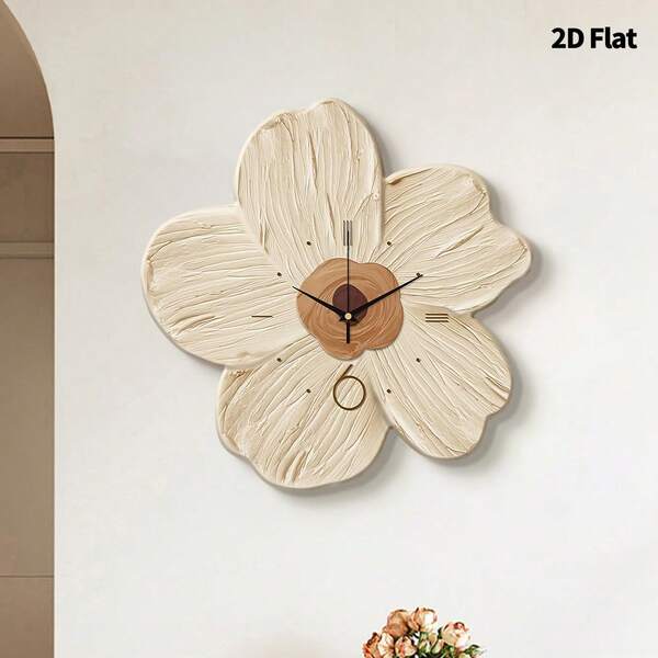 2D Flat 1pc Modern Creative Home Healing Flowers Wall Clock, Ultra Quiet Quartz Movement, No Ticking Sound, Quiet Decoration Painting Wall Clock For Living Room, Bedroom And Office, Fashionable Bedroom Clock Decoration Wall Watch, Unique Personalized, Ultra Clear Reading Time, Suitable For Clock Decoration In Living Room, Bedroom, Office, Studio, House, Study, Kitchen And Cafe, Perfect Decoration Gift For Family And Friends Home Decor Room Decor