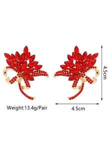 1 pereche cercei stud cu flori strălucitoare colorate cu stras pentru femei, bijuterii vintage elegante și chic pentru petrecere, bal, ocazie formală