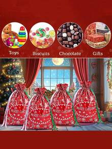 1 pieza Bolsas grandes de Navidad, 39 * 51cm Bolsas con cordón para regalos de Navidad, hechas de plástico duradero con una construcción resistente y un diseño festivo. Sirven para múltiples propósitos: perfectas para decoraciones de fiestas de Navidad, bolsas grandes para regalos de Navidad, bolsas de calendario de adviento, bolsas para regalos, sacos de Navidad personalizados