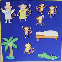 hoojojo 10 Pcs Five Little Monkeys Story Felt Set, Educational Storytelling Props, Classroom Drama Performance Tools, Interactive Teaching Aids, Montessori Learning Materials, Fun Parent-Child Activities, Holiday Gifts, Back To School Essentials