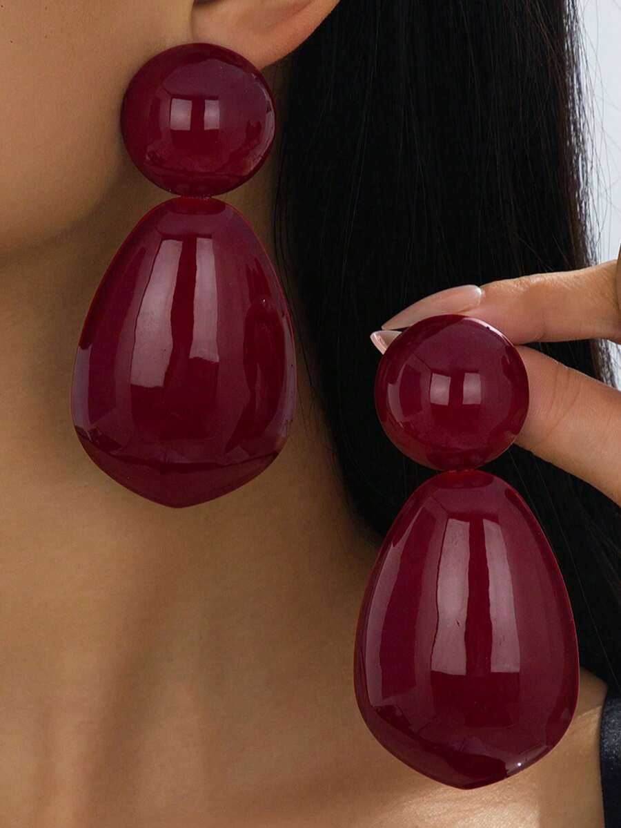 Unique Geometric Glossy Large Water Drop Stud Earrings, Suitable For Women To Wear At Parties, Gatherings And Daily, Great Gift
