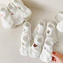 5/10 Pairs White Women's Boat Socks, Thin Summer Low-Cut Invisible Socks That Don't Show