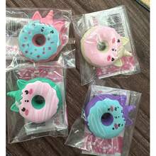12pcs Random Color Cartoon Donut Shaped Erasers, Cute Student Prizes & Gifts, Creative Cartoon Erasers For Back To School Supplies, Practical, Affordable, Quality First