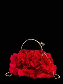 水钻珠宝闪亮项链耳环手链套装，搭配奢华红色花朵新娘手提包/手拿包，适合派对、浪漫婚礼、春夏链条单肩包、新娘包、正式舞会手拿包、优雅晚礼服包，完美适用于派对、婚礼、舞会、晚宴/宴会，可搭配节日派对礼服、晚礼服和亮片连衣裙。 - 紅色 - 查看 8