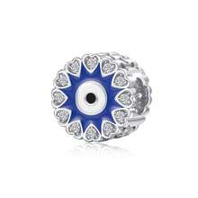 Fille 1 pièce À La Mode Mauvais Œil Bleu Zircone Cubique Pendentif Perle , S925 Argent DIY Breloque Pendentif Pour Femme Tous Les Jours Porter , Cadeau Pour Mère , , Petite Amie Anniversaire