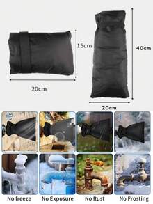 1 pieza Cubierta de grifo de estilo vintage para exteriores - Protección contra congelación con franja reflectante, protector de grifo aislado de poliéster universal antihielo con accesorios de instalación, se ajusta a conectores de Norteamérica, compatible con válvulas de caja de tinta, superficie sin terminar