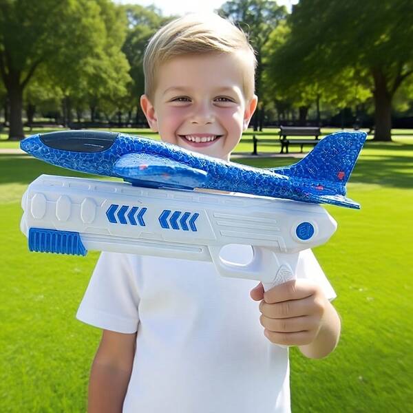 1pc Launching Foam Airplane Launcher, Kids Outdoor Interactive Catapult Glider, One-Button Airplane Toy, Outdoor Play For Boys & Girls Aged 3+, Parent-Child Games Interaction, Funny Activity, Fidget Toys, Christmas Gifts(Random Plane Color)