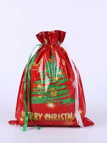 1 pieza Bolsas grandes de Navidad, 39 * 51cm Bolsas con cordón para regalos de Navidad, hechas de plástico duradero con una construcción resistente y un diseño festivo. Sirven para múltiples propósitos: perfectas para decoraciones de fiestas de Navidad, bolsas grandes para regalos de Navidad, bolsas de calendario de adviento, bolsas para regalos, sacos de Navidad personalizados