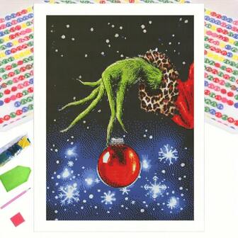 1pc Christmas 5D Diamond Painting Kit, DIY Handcraft Art, Exquisite Unframed Room Decor, Full Round Diamond DIY Kit, Leisure Stress Relief Winter Decor Gift, Perfect Dotting Diamond Effect