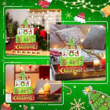 クリスマス ティアードトレイ デコレーションセット カラフルなクリスマスツリー/キャンディケイン 木製ファームハウス クリスマスデコレーション ホームamp;パーティー用 - カラフル - チェックする 5