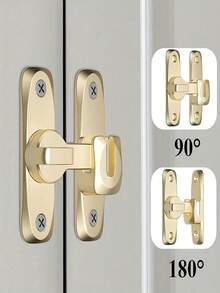 重型谷仓门锁 - 无需钻孔安装，90/180 度锌合金折叠锁，适用于滑动门、橱柜、谷仓、车库 - 易于安装，适用于家庭和商业用途的安全门锁 - 彩色 - 查看 3