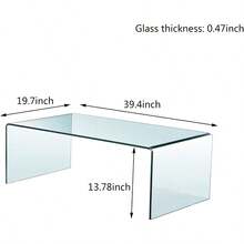 Glass Coffee Table Small Modern Clear Coffee Tables For Living Room Rectangle Tempered Glass Waterfall Sofa End Tables 39.4" X 19.7" X 13.78"H - Clear394 - View 3