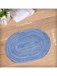 Khăn trải bàn hình bầu dục bằng vải cotton dệt, kích thước 12x18 inch, khăn trải bàn ăn hình bầu dục, khăn trải bàn dệt tự nhiên chịu nhiệt, thích hợp cho các buổi họp mặt gia đình, đám cưới, tiệc tùng (Màu xanh dương) - Màu xanh lam - Xem 4