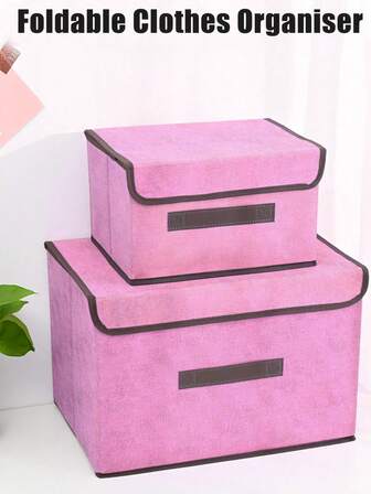 2pcs/1pc Foldable Underwear, Bra, Socks Storage Box, Fabric Organizer Box For Clothes, Pants, Bedroom Closet With Lid, Dust-Proof