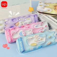 1 paquete Estuche de lápices simple y resistente a la suciedad con gran espacio de almacenamiento y diseño con solapa con cremallera para un fácil acceso, adecuado para la temporada de regreso a la escuela - Multicolor - Ver 4