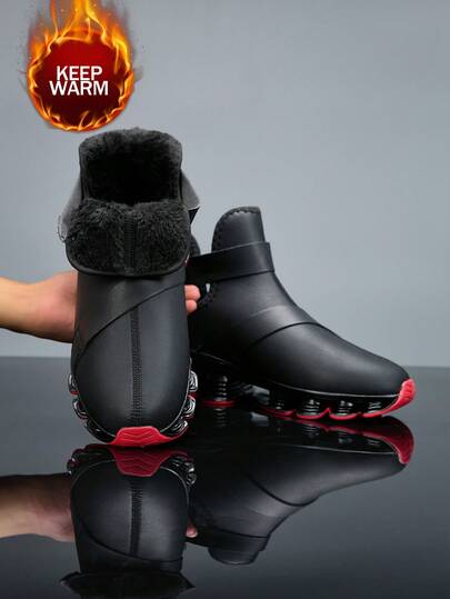 أحذية رياضية كاجوال للرجال مصنوعة من الجلد مع تصميم مفتوح للاستخدام في الشتاء