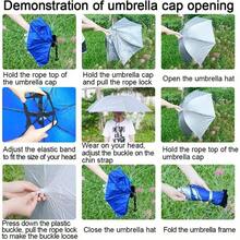 Hat Folding Adjustable Rain Cap, 37.4 UPF 50+ Large Hands Umbrellas, - Ribs Waterproof Headwear Fishing Gardening Sunshade Outdoor - Negro - - Ver 4