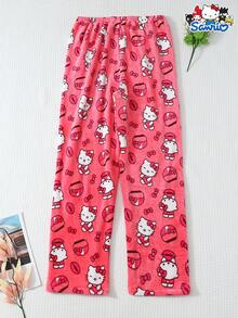 Sanrio Women's Cozy Winter Hello Kitty Cute Cartoon Flannel Sleep Pants, Soft, Fluffy, Non-Transparent, Suitable For Home Relaxation - Pink - View 2