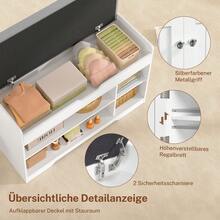 36,2-Zoll-Schuhbank mit anhebbarem Stauraum, Aufbewahrungsbank mit gepolstertem Sitzkissen, Eingangsbank mit 2 verstellbaren Regalen, für Eingangsbereich, Wohnzimmer, Schlafzimmer