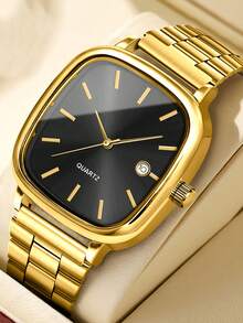 1pc Men's Quartz Watch, Simple And Casual, With Date Display, Strap Non-Adjustable, Men's Gifts, Suitable For Father's Day, Back To School Season Gifts And Daily Wear, Box Not Included - Black - View 11