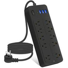 Surge Protector Power Strip With Multiple Outlets, Overload Protection, 10 Outlets With 1 USB C And 3 USB Ports, 3.94 Ft Power Cord - US B Type Plug(110-127V) - View 13