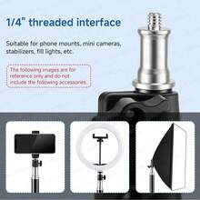 AXNEN 155cm Floor-Standing Tripod Stand Adjustable Length Professional Photography Accessior Stand,1/4 Screw Interface Suitable For Digital Camera,Camcorder,Phone Holder,Fill Light,Living Streaming,Professional Photography,Outdoor Shooting,Indoor Recording - Black and White - View 4