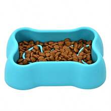 Slow Feeder Dog/Cat/Pet Fun Puzzle Feeder Non Skid Bloat Stop Feeding Bowl Blue - như hình ảnh - Xem 1