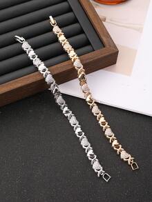 1 Stück Armband-Set in Herzform für Frauen, besetzt mit kubischen Zirkonia-Steinen, verstellbares minimalistisches Luxus-Armband, geeignet als Geschenk für Freundin, Halloween, Weihnachten, Saudi-Nationalfeiertag