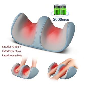 3D Shiatsu Foot Massager With Heat, Kneading Foot And Calf Massager With Roller, Electric Massage For Feet Arm Calf Ankle For Pain Relief, Gifts For Women & Men, Type-C With 2000mAh