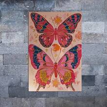 Seria Dopamină Roz cu Fluturi Colorați, Imprimeu Pe Pânză - Artă Modernă cu Animale Pline de farmec - Cerneală pe Pânză - Pentru Decor Acasă, Birou, Cameră de Zi, Dormitor - Poster de Perete Fără Înrămat - Utilizare Interior - Cadou Perfect pentru Iubitorii de Artă