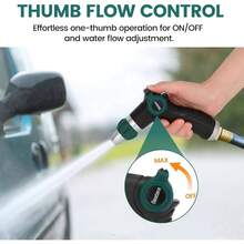 High Pressure Garden Hose Nozzle Sprayer, Heavy - Duty Metal Hose Nozzle With Thumb Control Adjustable Jet Car Washing, Patio Cleaning, Lawn Plant Watering - Initial - View 4