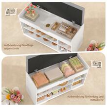 36,2-Zoll-Schuhbank mit anhebbarem Stauraum, Aufbewahrungsbank mit gepolstertem Sitzkissen, Eingangsbank mit 2 verstellbaren Regalen, für Eingangsbereich, Wohnzimmer, Schlafzimmer