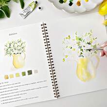 1 Stück Aquarellbuch mit Blumen, Backen, Sträußen, Tieren und Backen für Erwachsene - enthält 12 Seiten mit Illustrationen und Schritt-für-Schritt-Anleitungen, spiralgebunden, perfekt für Malbuch- und Malbegeisterte, ein tolles Geschenk zu Geburtstagen, Feiertagen, Aquarellhefte, Schulmaterial, Weihnachtsgeschenke