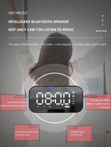 多功能迷你闹钟，AI智能无线闹钟音箱带低音炮，电子报时器 - 彩色 - 查看 6