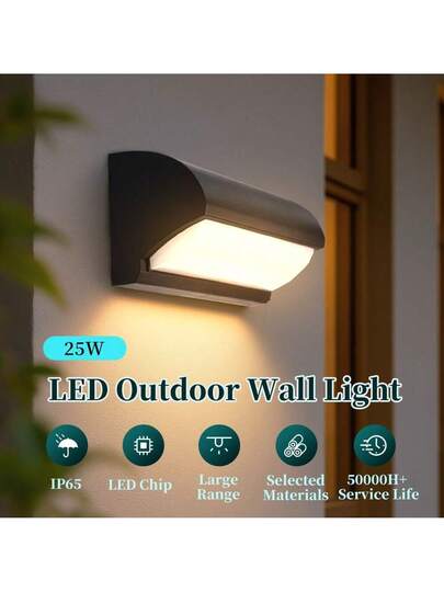 1pc IP65 Waterproof LED Wand Light, s, 6500K Cool Wit Or 3000K Warm White, AC85 365V, 25W Rectangular Moderne Spotlight, Garden, Porch, Balcony, Stairs, Parking Lot Corridor Lighting, Outdoor Lighting Front Door, Patio Fixture, AC8, Lamp view 4