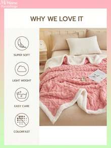 1 Stück weiches & flauschiges Reißverschluss-Fleece-Decke, einfarbig in staubiger Rosenfarbe, vielseitig einsetzbar für Schlafzimmer, Wohnheim, Sofa, Büro-Nickerchen, perfektes Geschenk zum Valentinstag, waschbar - Pink - Übersicht 6