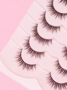 7对自然交叉仿貂毛假睫毛，轻盈蓬松，手工制作，5-14毫米，超轻盈，打造自然妆容 - 自然纖長款 - 查看 8