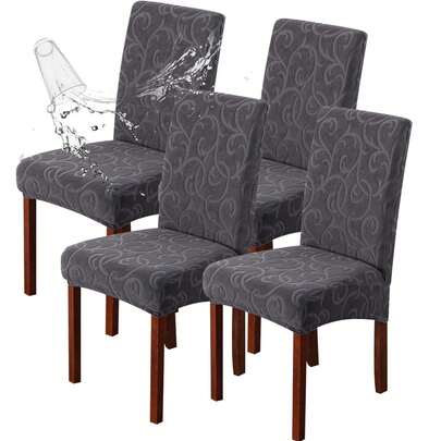 4/6 piezas Fundas impermeables para sillas de comedor, Fundas elásticas para sillas de cocina, Fundas para sillas Parsons para proteger sillas de comedor, Removibles, Lavables