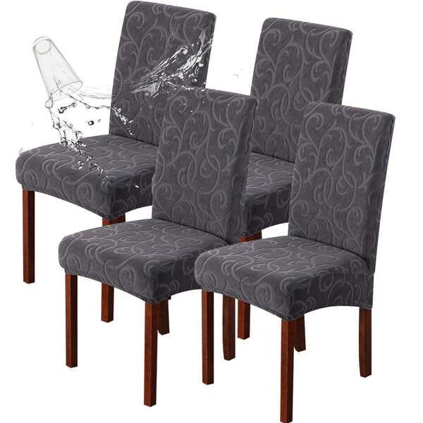 4/6 piezas Fundas impermeables para sillas de comedor, Fundas elásticas para sillas de cocina, Fundas para sillas Parsons para proteger sillas de comedor, Removibles, Lavables