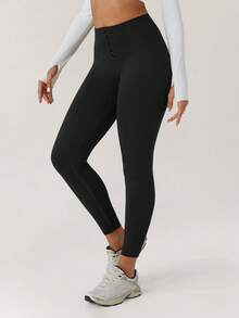 Yefecy 女士高腰高压缩紧身裤 - 收腹提臀塑形运动裤 - 黑色 - 查看 5