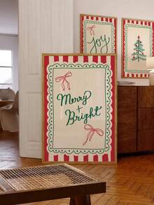 1 Stück gerahmtes Vintage Weihnachts-Wandkunst, gestreifter Hintergrund mit Schleife & Spitzenbesatz, Feiertags-Typografie Muster für Schlafzimmer, Wohnheim, Party, Retro festliche Dekoration mit botanischen Elementen, einzigartiges Geschenkidee Weihnachtsdekoration Weihnachtsbaum Geschenkdekoration Thanksgiving Hochzeit Heimdekoration Herbstdekoration Herbstdekoration Geburtstagsdekorationen für Geschenke Partyartikel Innenraum Feiertags Festival Dekoration Halloween Dekoration Wanddekoration Halloween Ornamente