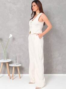 Tailoring Set Vest With Pants  Fashion - 白色 - 查看 3